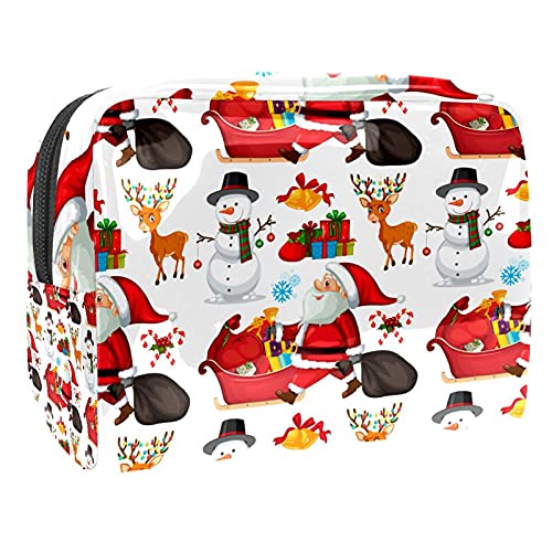 Kosmetiktasche mit Blättern, Motiv: Weihnachten mit Blättern, tragbare Reise-Organizer-Tasche für Toilettenartikel, Kosmetiktasche für Damen, Mehrfarbig 07, 18.5x7.5x13cm/7.3x3x5.1in, Kosmetikkoffer von Abenily