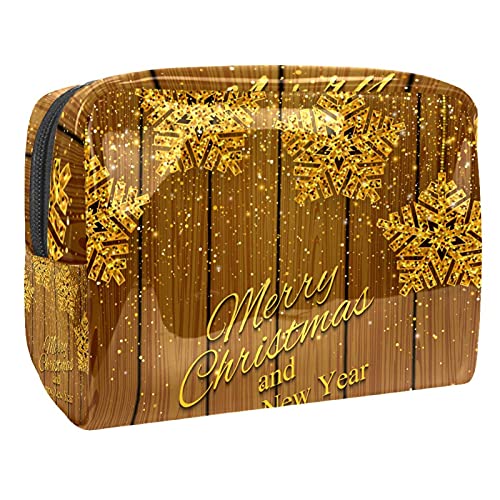 Kosmetiktasche mit Blättern, Motiv: Weihnachten mit Blättern, tragbare Reise-Organizer-Tasche für Toilettenartikel, Kosmetiktasche für Damen, Mehrfarbig 09, 18.5x7.5x13cm/7.3x3x5.1in, Kosmetikkoffer von Abenily