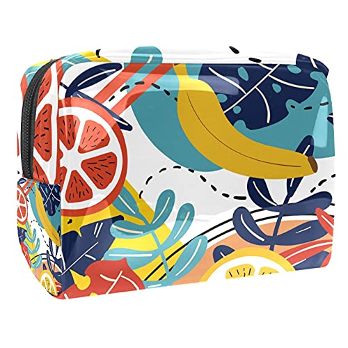 Kosmetiktasche mit tropischen Blättern, Motiv: Regenwald, Tukan, rosa Blumen, Make-up, Aufbewahrungstasche, Kulturbeutel, Organizer, Federmäppchen, Handtasche, Mehrfarbig 06, von Abenily