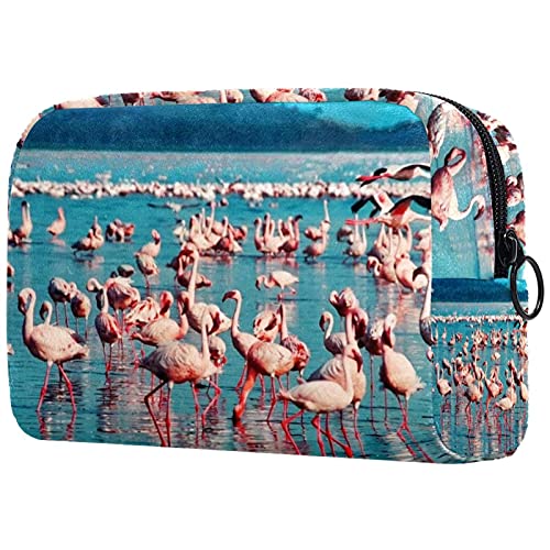 Kosmetiktaschen für Damen, tropisches Flamingo-Muster, rosa, Reise-Kosmetiktasche, multifunktional, tragbar, Make-up-Tasche, Reise-Kosmetiktasche, Organizer für Damen, Mehrfarbig 07, von Abenily