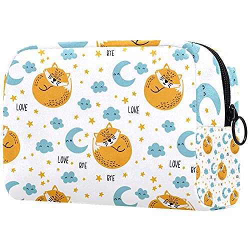 Make-up-Tasche mit niedlichen Eulen mit Sternen und Mond, tragbar, Reise-Organizer für Toilettenartikel, Kosmetiktasche, Mehrfarbig 07, 18.5x7.5x13cm/7.3x3x5.1in, Kosmetikkoffer von Abenily