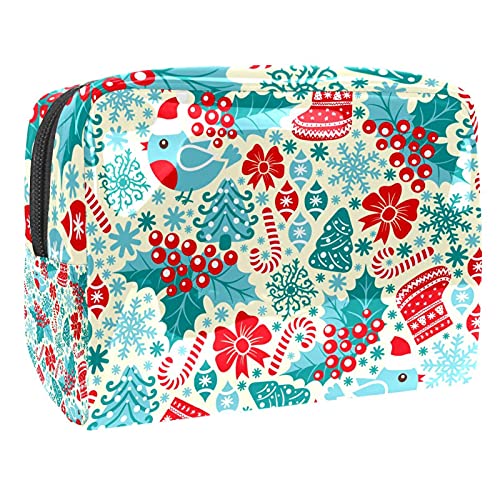 Wasserdichte Kosmetiktasche, Aquarell-Weihnachts-Kosmetiktasche, multifunktional, tragbar, Make-up-Tasche, Reise-Kosmetiktasche, Organizer für Damen, Mehrfarbig 05, 18.5x7.5x13cm/7.3x3x5.1in, von Abenily