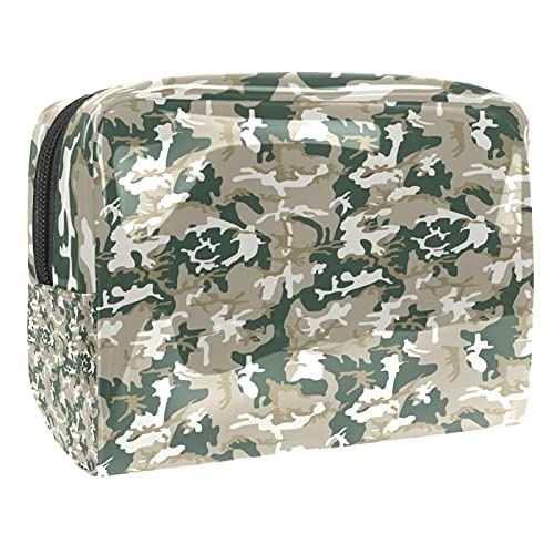Wasserdichte Make-up-Tasche, Camouflage, Dinosaurier, Make-up-Tasche, Organizer, Reise-Kulturbeutel, kleine Kosmetiktasche, Kosmetiktasche für Teenager, Mädchen, Frauen, Mehrfarbig 02, von Abenily