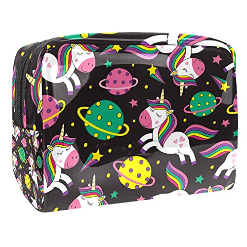 Wasserdichte Make-up-Tasche, niedliche Einhörner mit magischen Elementen, Aufklebern, Make-up-Tasche, Organizer, Reise, Reißverschluss, Kulturbeutel, kleine Kosmetiktasche, Beauty-Tasche für Teenager, von Abenily
