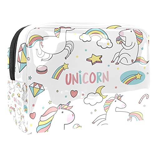 Wasserdichte Make-up-Tasche, niedliche Einhörner mit magischen Elementen, Aufklebern, Make-up-Tasche, Organizer, Reise, Reißverschluss, Kulturbeutel, kleine Kosmetiktasche, Beauty-Tasche für Teenager, Wasserdichte Make-up-Tasche, niedliche Einhörner mit magischen Elementen, Aufklebern, Make-up-Tasche, Organizer, Reise, Reißverschluss, Kulturbeutel, kleine Kosmetiktasche, Beauty-Tasche für Teenager, von Abenily