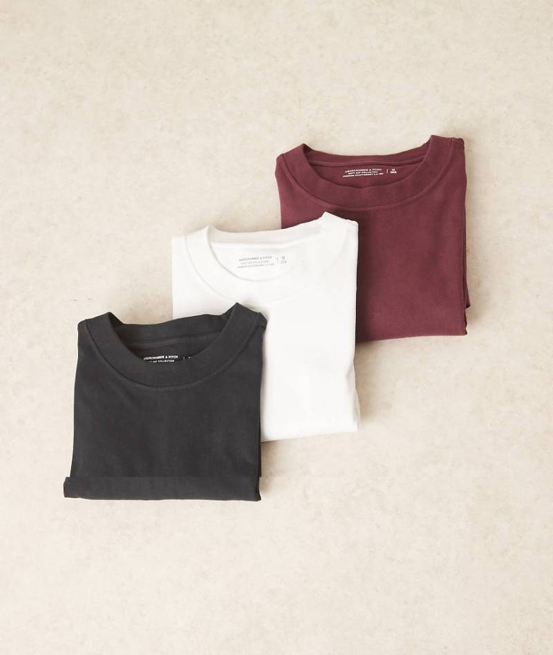 Abercrombie & Fitch - 3er-Pack schwere Premium-T-Shirts in Schwarz/Rot/Weiß von Abercrombie & Fitch