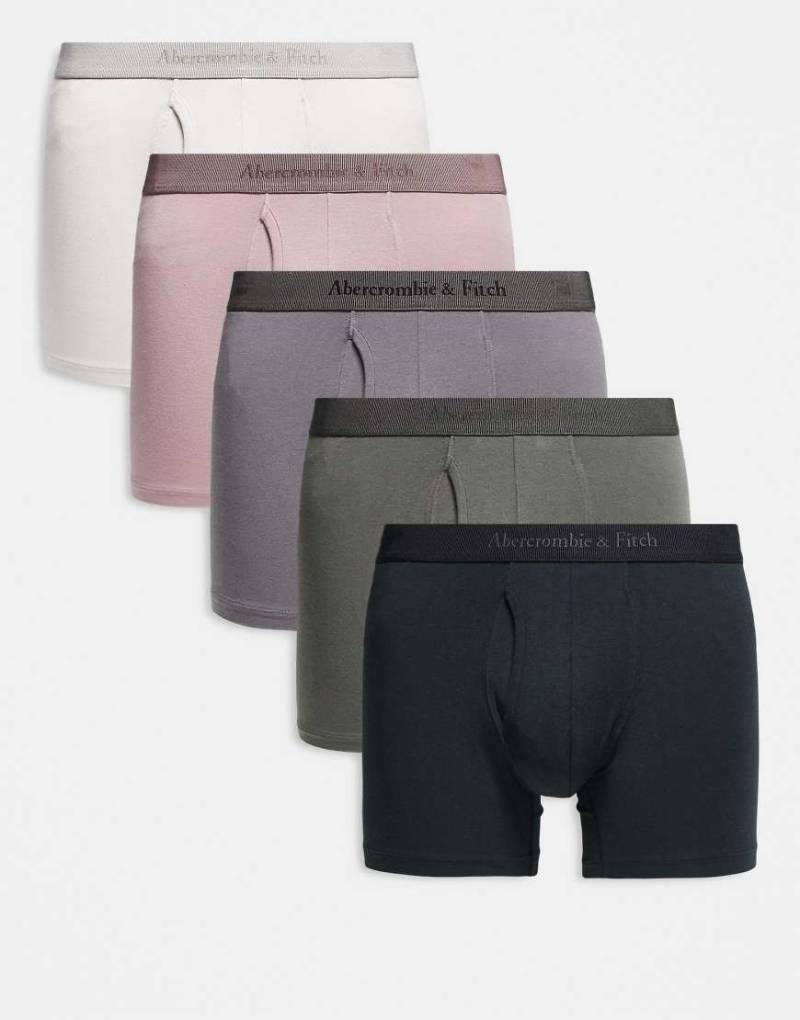 Abercrombie & Fitch - 5er-Pack farblich abgestimmte Boxershorts in Rosa/Grau/Schwarz mit engem Schnitt von Abercrombie & Fitch