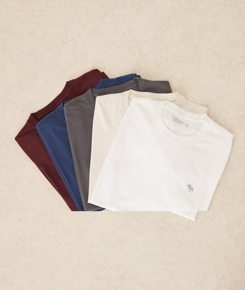 Abercrombie & Fitch - 5er-Pack kurzärmlige T-Shirts in Rot/Blau/Neutral-Bunt von Abercrombie & Fitch