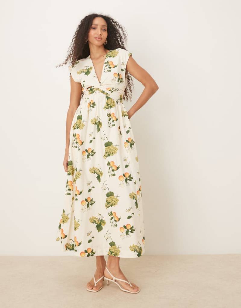 Abercrombie & Fitch - Ärmelloses Maxikleid mit V-Ausschnitt und Fruchtmuster-Bunt von Abercrombie & Fitch