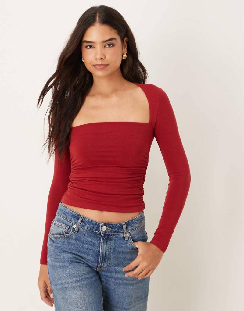 Abercrombie & Fitch - Ava - Langärmliges, nahtloses Oberteil in Burgunderrot von Abercrombie & Fitch