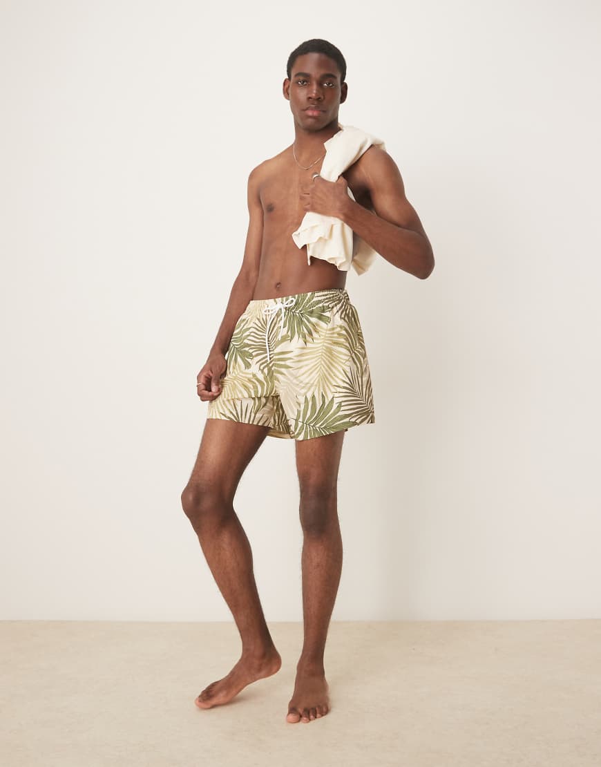 Abercrombie & Fitch - Bademode - Shorts in Grün mit Palmenmuster, 5 Zoll von Abercrombie & Fitch