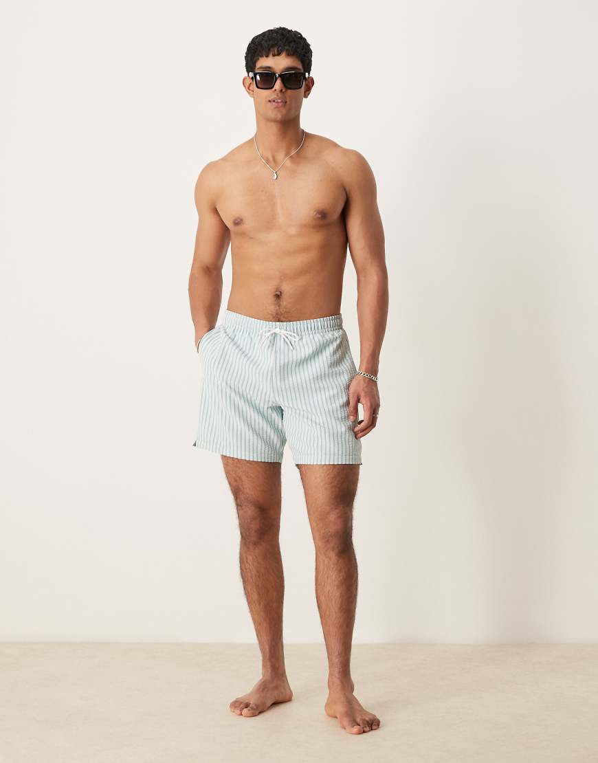 Abercrombie & Fitch - Badeshorts in Blau gestreift mit Kordelzug, 7 Zoll von Abercrombie & Fitch