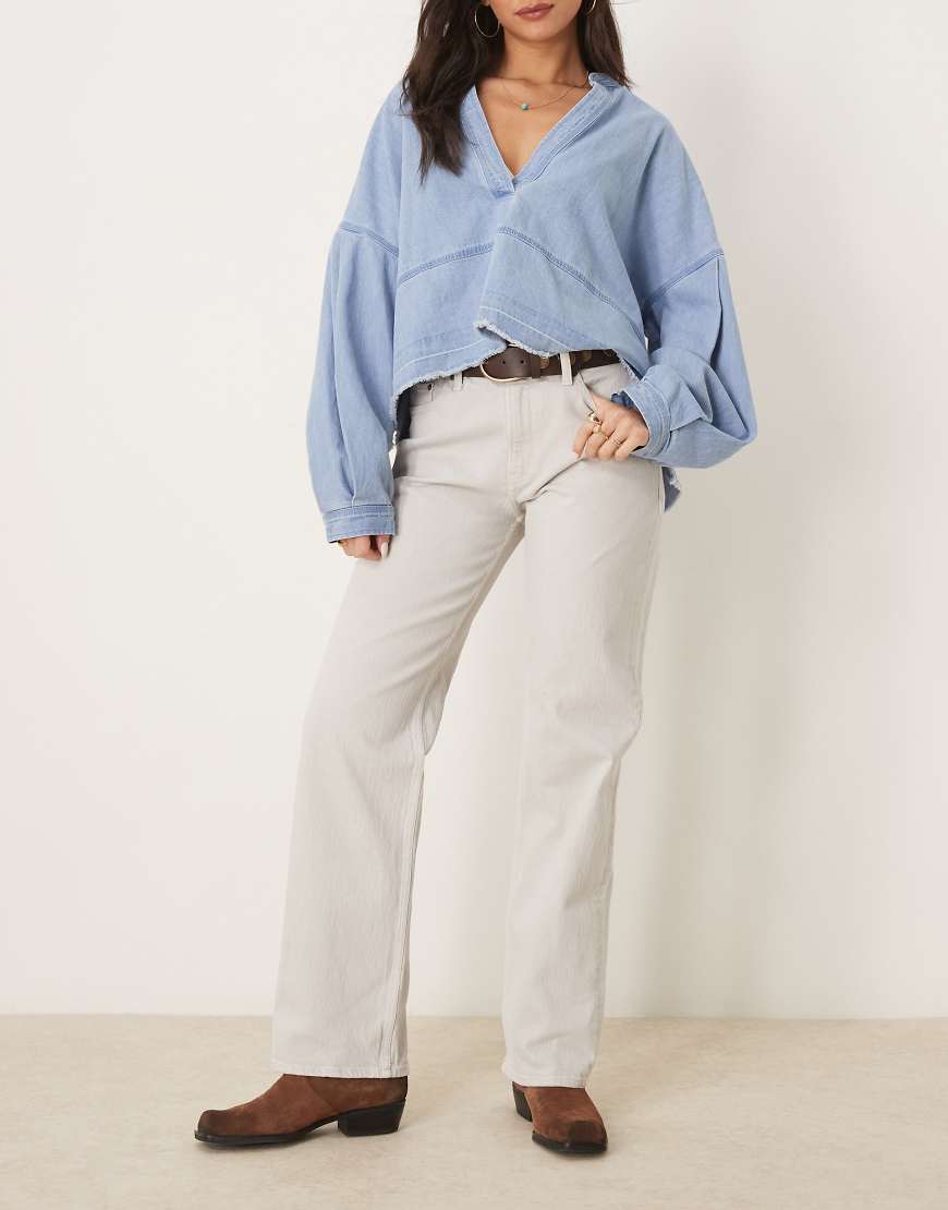 Abercrombie & Fitch - Baggy-Jeans in Beige mit niedrigem Bund-Neutral von Abercrombie & Fitch