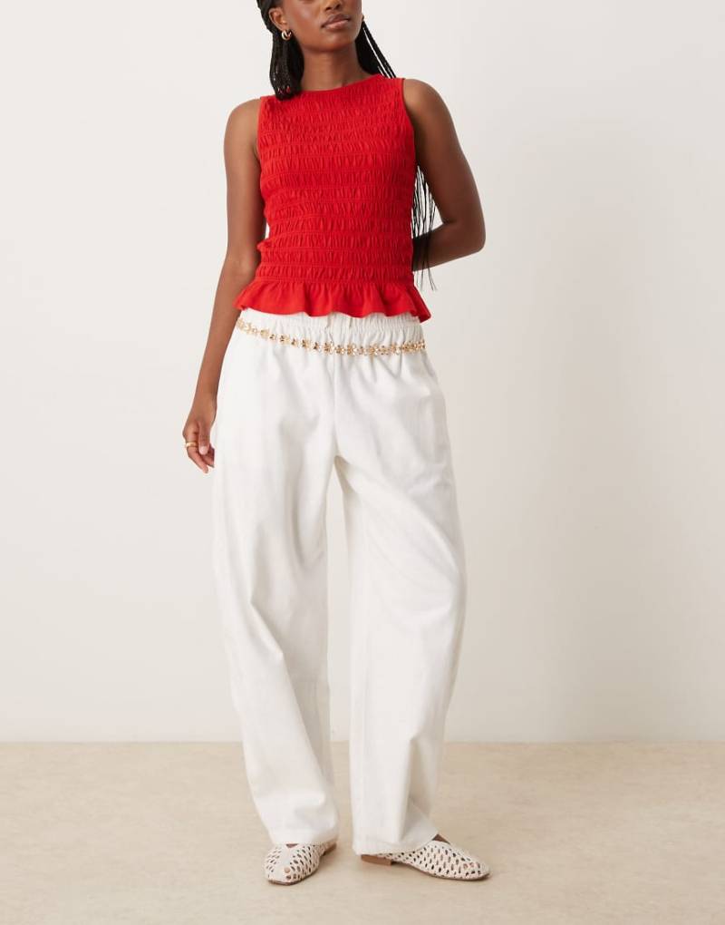 Abercrombie & Fitch - Barrel Leg Schlupfhose in Weiß mit Bindeband am Bund von Abercrombie & Fitch