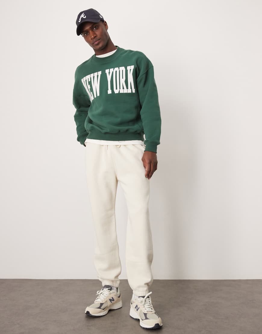 Abercrombie & Fitch - Basic-Jogginghose in Creme mit Bündchen-Neutral von Abercrombie & Fitch