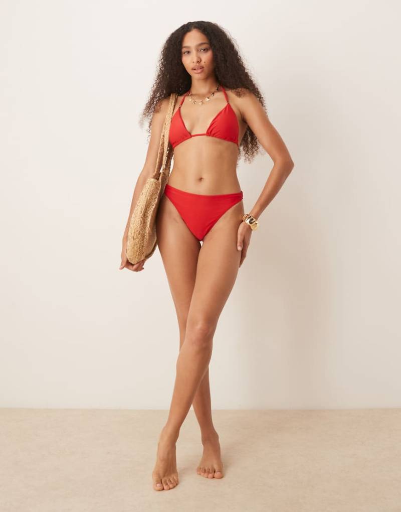 Abercrombie & Fitch - Bikinihose in Rot mit mittelhohem Bund, Kombiteil von Abercrombie & Fitch