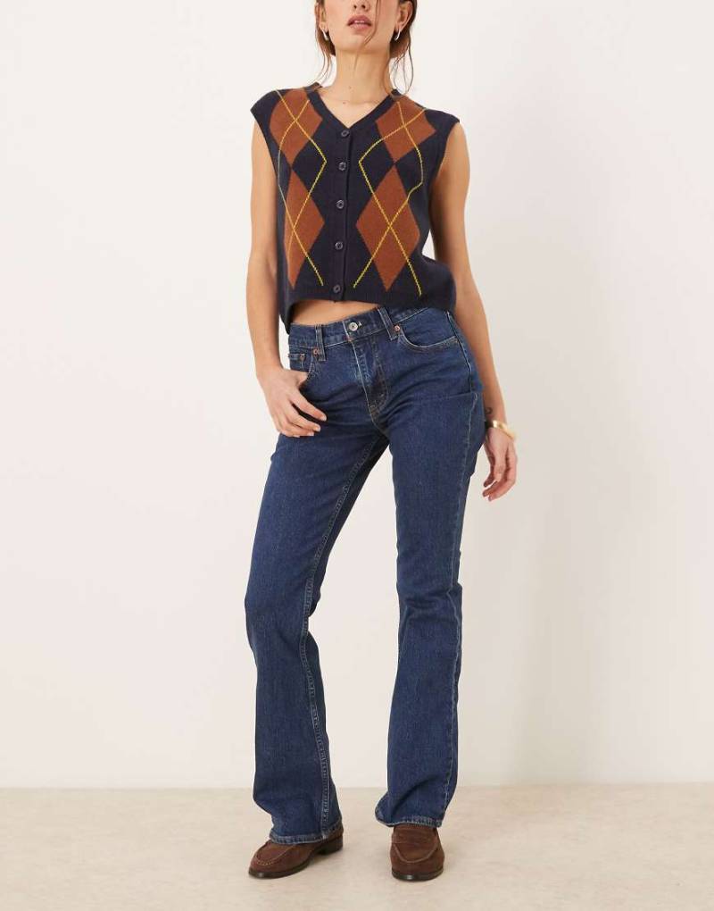 Abercrombie & Fitch - Bootcut-Jeans in Indigoblau mit mittelhohem Bund-Marineblau von Abercrombie & Fitch