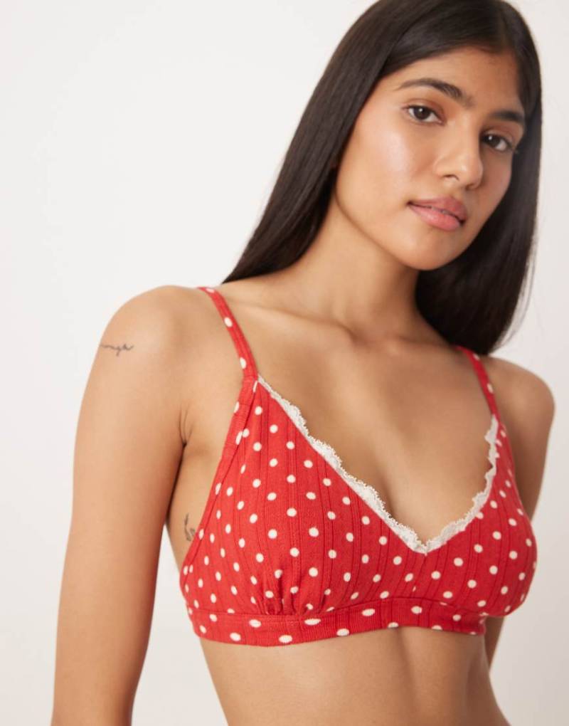 Abercrombie & Fitch - Bustier in Rot mit Lochstickerei und Polka Dots, Kombiteil von Abercrombie & Fitch