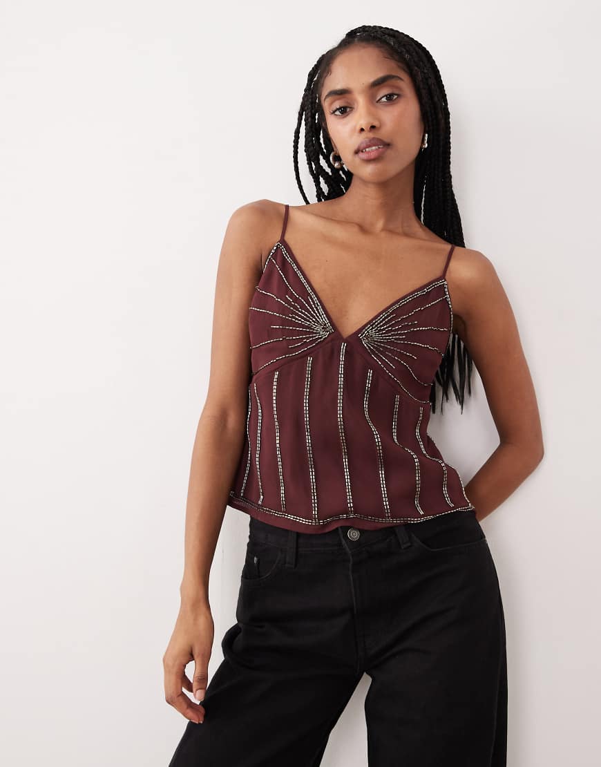 Abercrombie & Fitch - Camisole in Rot mit Perlenbesatz von Abercrombie & Fitch