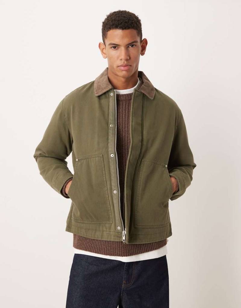 Abercrombie & Fitch - Cropped-Arbeitsjacke in Grün von Abercrombie & Fitch