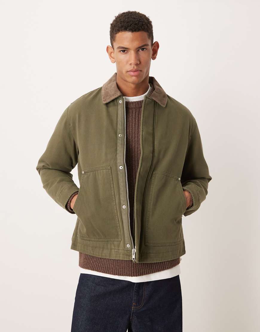 Abercrombie & Fitch - Cropped-Arbeitsjacke in Grün von Abercrombie & Fitch