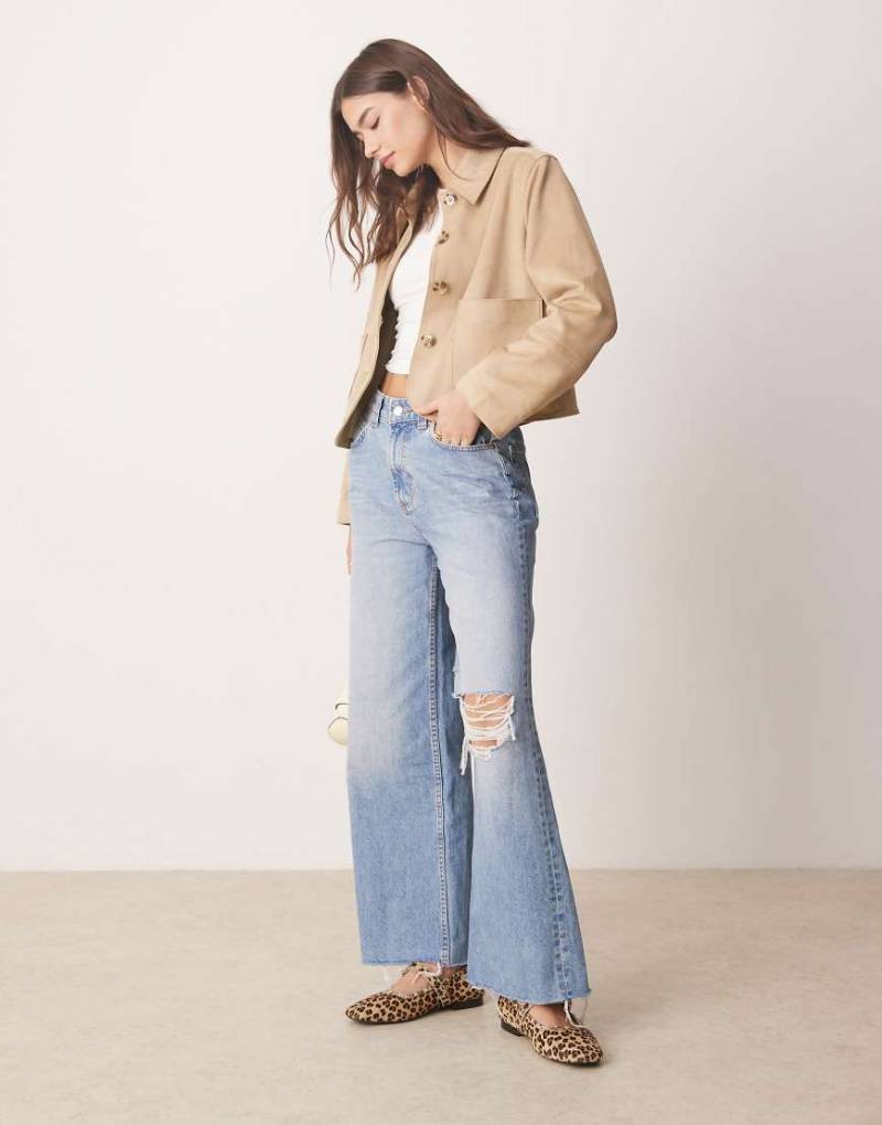 Abercrombie & Fitch - Cropped-Jacke aus Wildlederimitat in Schwarz von Abercrombie & Fitch