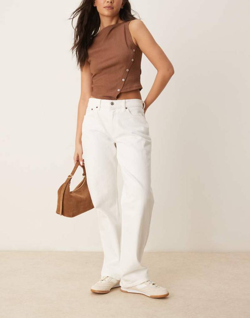 Abercrombie & Fitch Curve - Jeans in Clean White mit tiefem Bund im Stil der 90er-Weiß von Abercrombie & Fitch