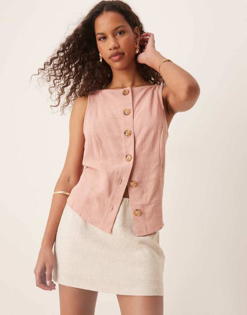 Abercrombie & Fitch - Drapierter Leinenmix-Rock in Steinbeige-Neutral von Abercrombie & Fitch