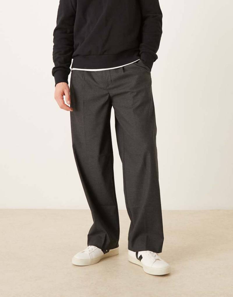 Abercrombie & Fitch - Elegante weite Hose aus Wollmix in Grau mit Zierfalten von Abercrombie & Fitch
