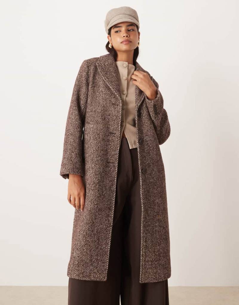 Abercrombie & Fitch - Eleganter Mantel in Braun mit Fischgrätmuster-Grau von Abercrombie & Fitch