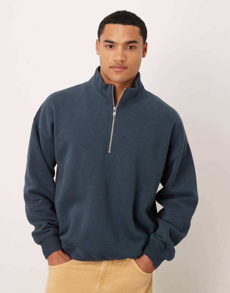 Abercrombie & Fitch - Essential - Sweatshirt in Marineblau mit kurzem Reißverschluss von Abercrombie & Fitch