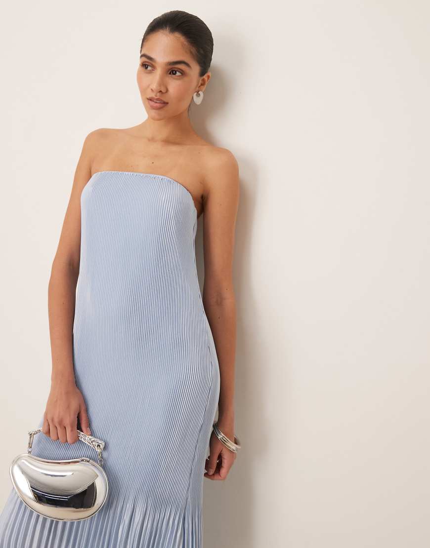 Abercrombie & Fitch - Giselle - Trägerloses Plissee-Maxikleid in Blau von Abercrombie & Fitch