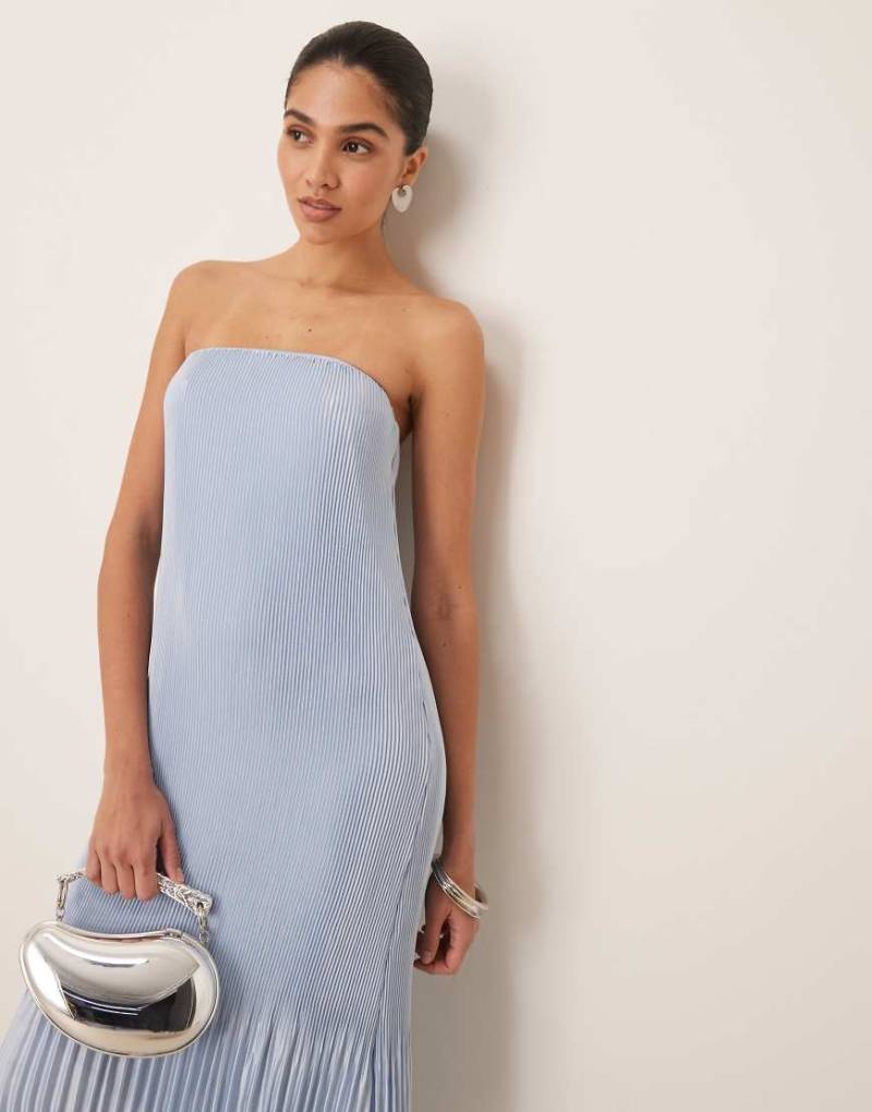 Abercrombie & Fitch - Giselle - Trägerloses Plissee-Maxikleid in Blau von Abercrombie & Fitch