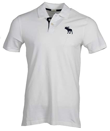 Abercrombie & Fitch Herren Kurzarm Polo (DE/NL/SE/PL, Alphanumerisch, L, Regular, Regular, Weiß) von Abercrombie & Fitch