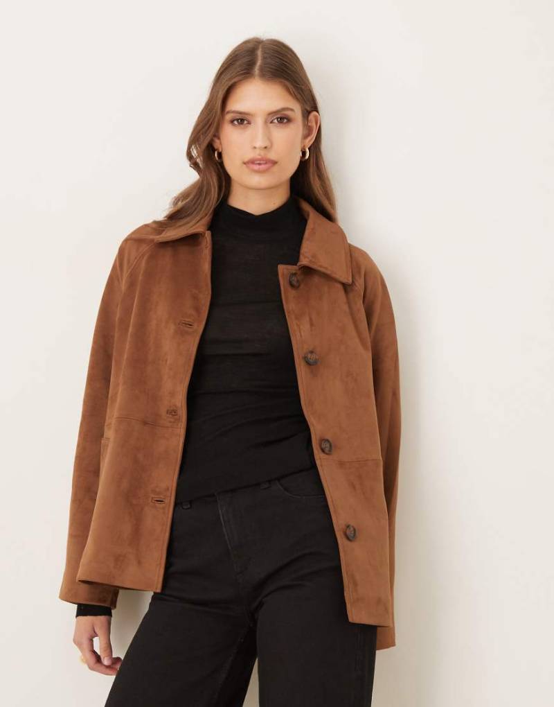 Abercrombie & Fitch - Jacke aus Wildlederimitat in Hellbraun von Abercrombie & Fitch