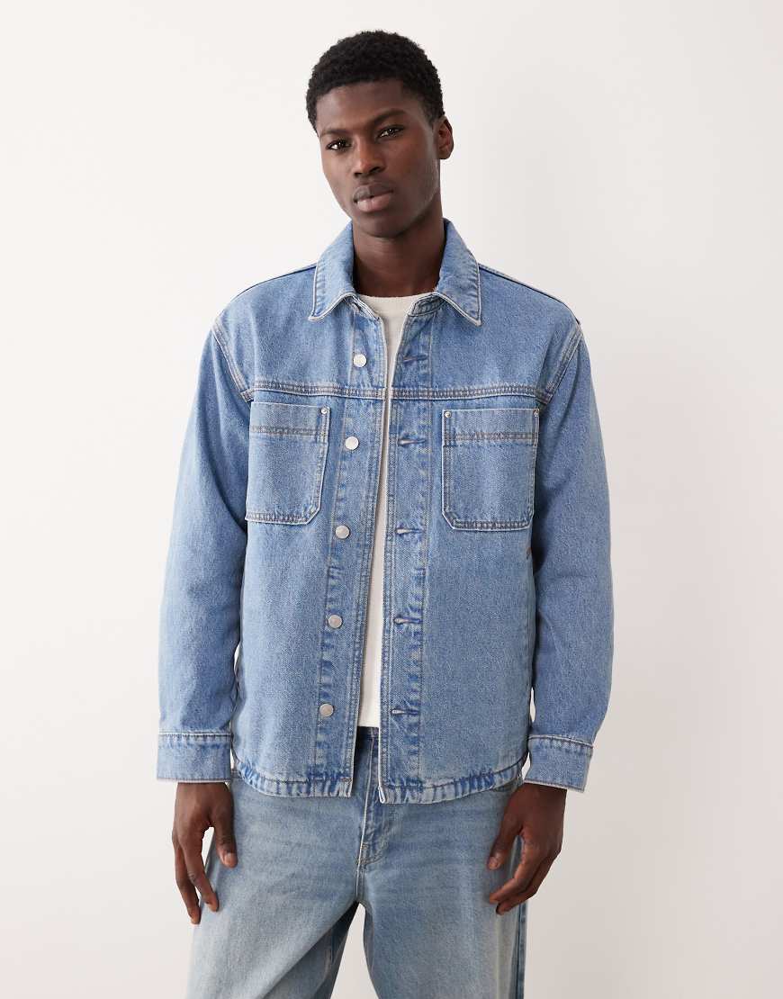 Abercrombie & Fitch - Jeans-Hemdjacke in mittelblauer Waschung Abercrombie & Fitch - Jeans-Hemdjacke in mittelblauer Waschung von Abercrombie & Fitch