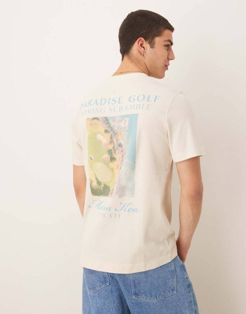 Abercrombie & Fitch - Klassisch geschnittenes T-Shirt in Beige mit Motivprint am Rücken-Neutral von Abercrombie & Fitch