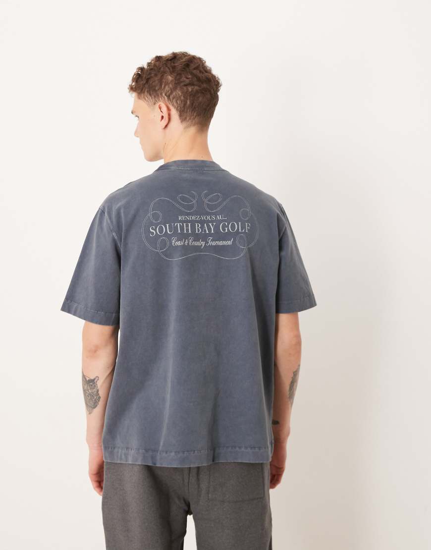 Abercrombie & Fitch - Kurzärmliges T-Shirt in Grau mit Vintage-Grafik hinten von Abercrombie & Fitch