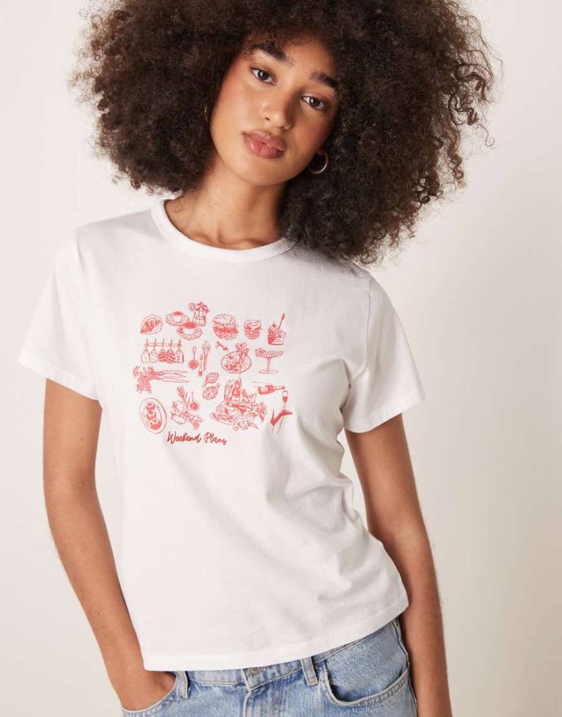 Abercrombie & Fitch - Kurzärmliges T-Shirt in Weiß mit Print und körpernahem Schnitt von Abercrombie & Fitch