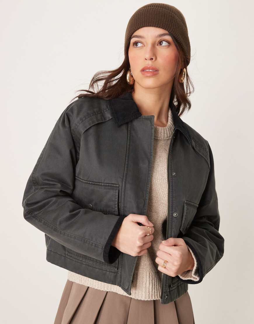 Abercrombie & Fitch - Kurze Arbeitsjacke in Schwarz im Utility-Stil von Abercrombie & Fitch