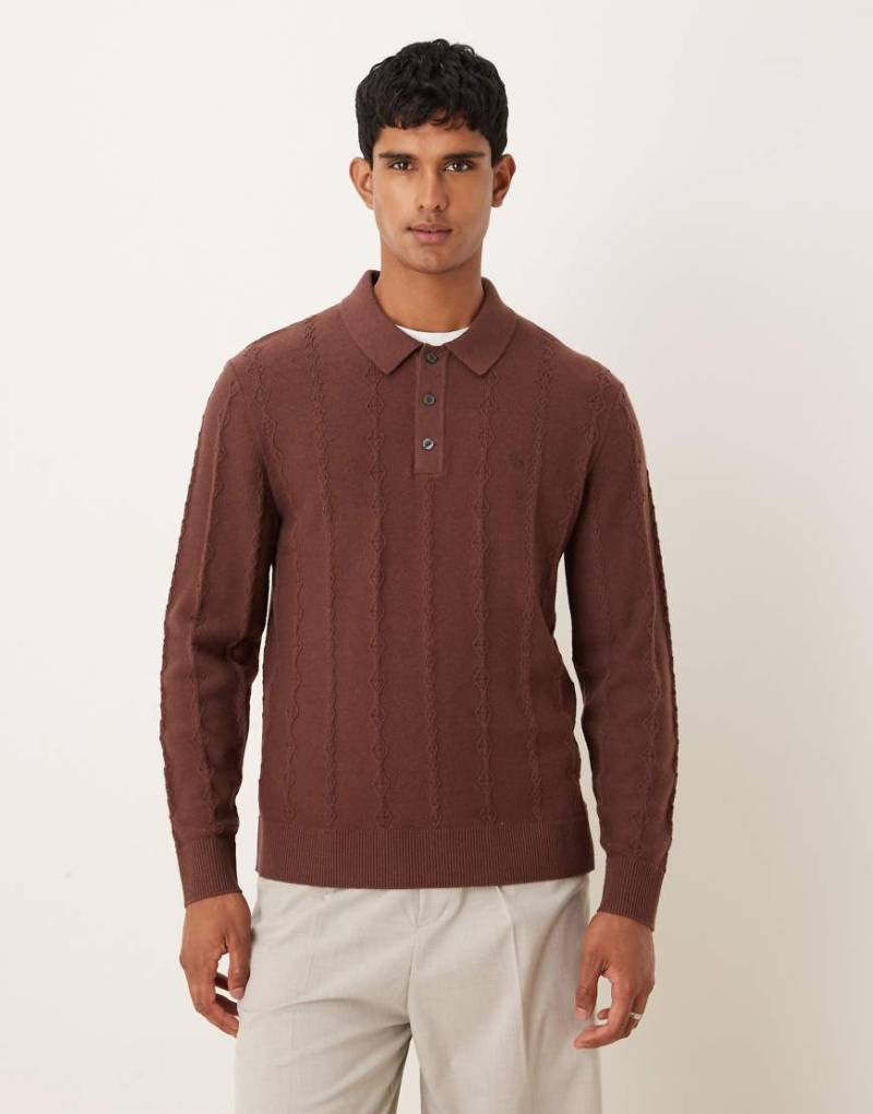Abercrombie & Fitch - Langärmliger Pullover in Braun mit Polokragen und Brust-Logo-Brown von Abercrombie & Fitch