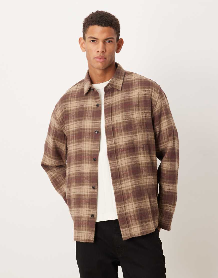 Abercrombie & Fitch - Langärmliges Cropped-Flanellhemd in Braun mit Karomuster-Brown von Abercrombie & Fitch