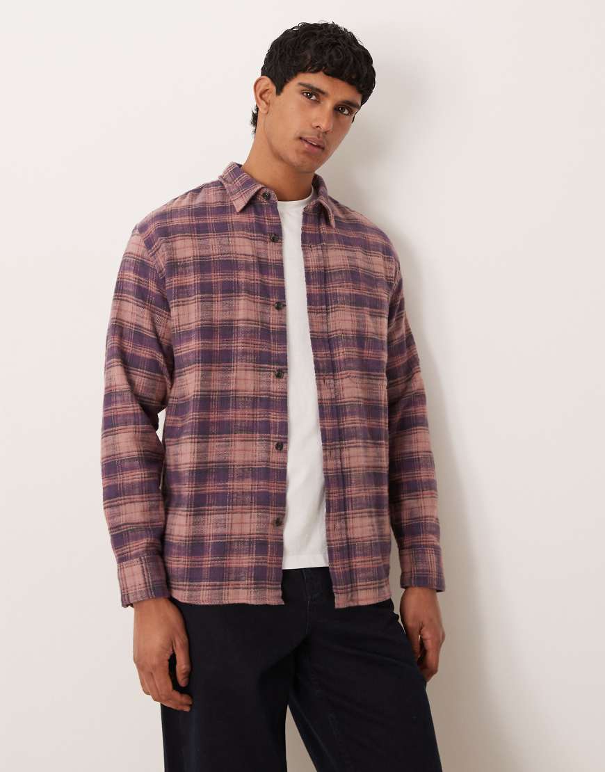 Abercrombie & Fitch - Langärmliges Cropped-Flanellhemd in Lila mit Karomuster von Abercrombie & Fitch