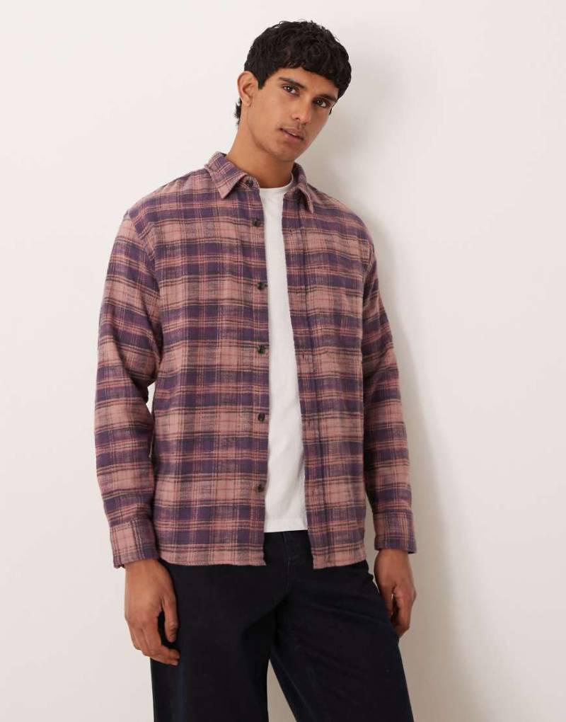 Abercrombie & Fitch - Langärmliges Cropped-Flanellhemd in Lila mit Karomuster von Abercrombie & Fitch