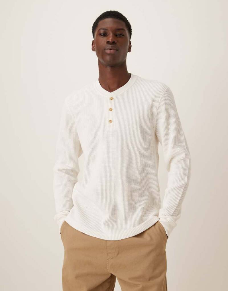 Abercrombie & Fitch - Langärmliges Henley-Oberteil in Weiß mit Waffelstruktur von Abercrombie & Fitch