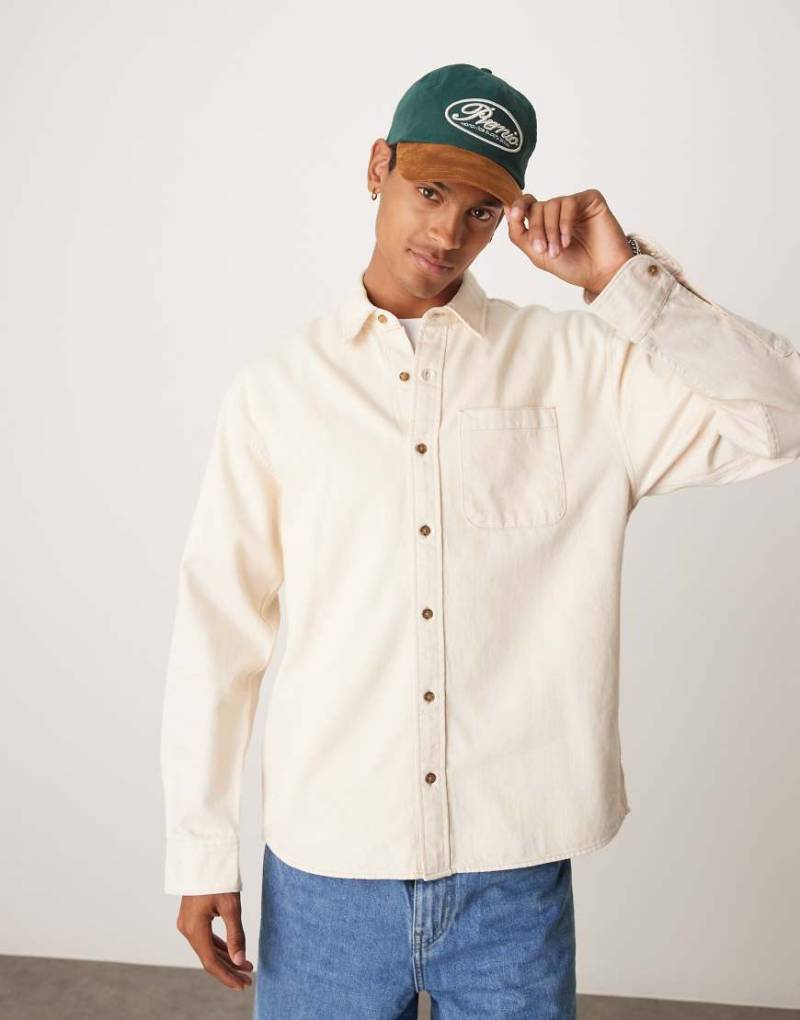 Abercrombie & Fitch - Langärmliges Jeanshemd in Creme-Neutral von Abercrombie & Fitch