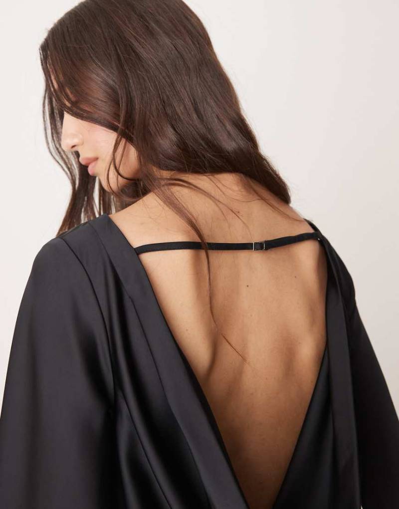 Abercrombie & Fitch - Langärmliges Satin-Oberteil in Schwarz von Abercrombie & Fitch