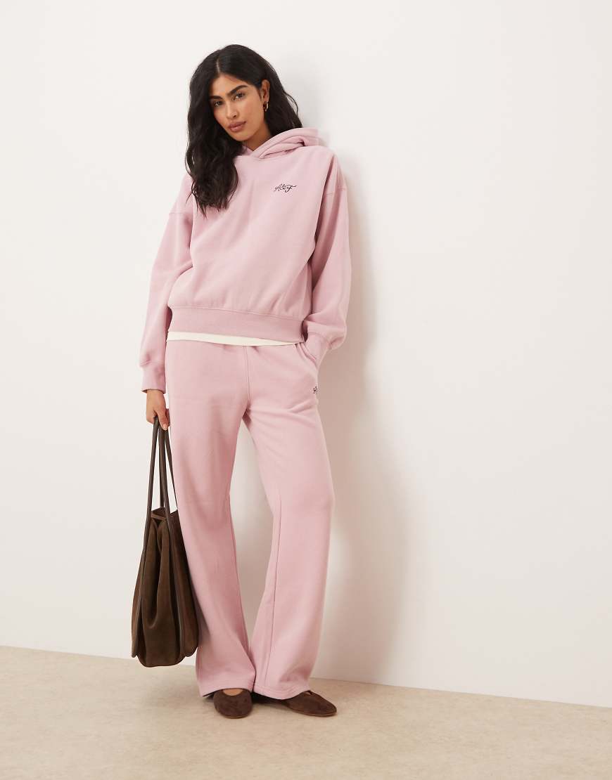 Abercrombie & Fitch - Locker geschnittene Jogginghose in Rosa mit seitlichem Logo und hohem Bund, Kombiteil von Abercrombie & Fitch
