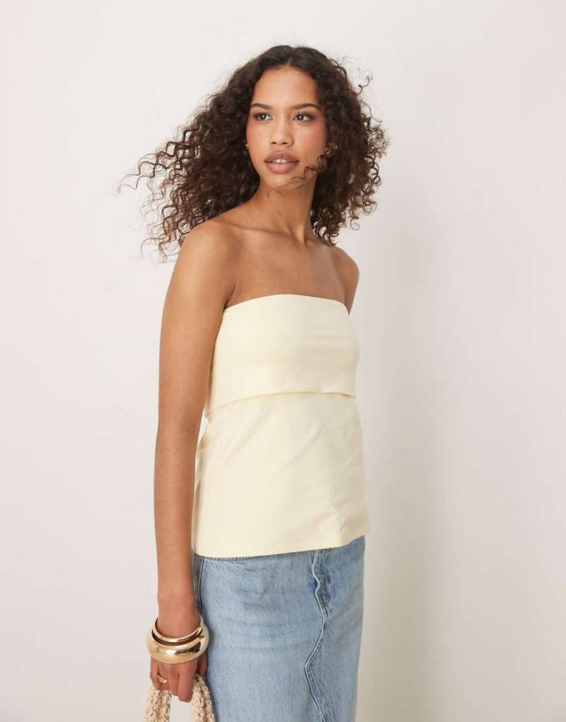 Abercrombie & Fitch - Longline-Schlauchoberteil in Gelb mit umgeschlagenem Ausschnitt von Abercrombie & Fitch