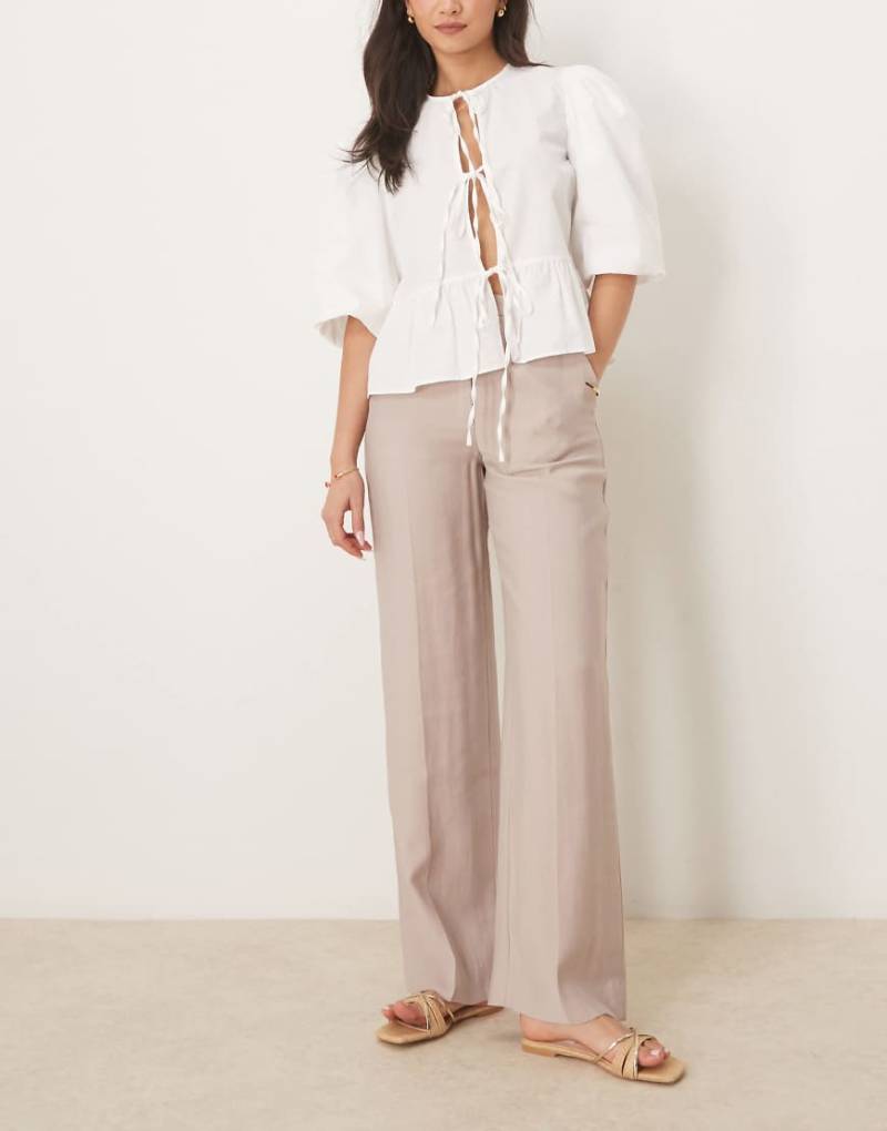 Abercrombie & Fitch - Loose-Fit-Hose in Beige mit hohem Bund-Neutral von Abercrombie & Fitch